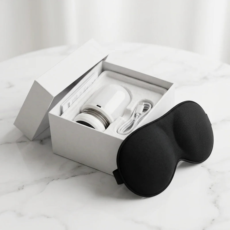 Coffret veilleuse lumière rouge sans lumière bleue avec câble USB et masque de sommeil 3D offert — Tendre Veilleuse
