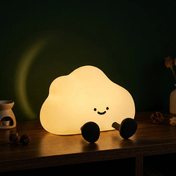 Veilleuse nuage silicone allumée lumière ambre chaude ambiance nuit chambre cosy rechargeable Tendre Veilleuse