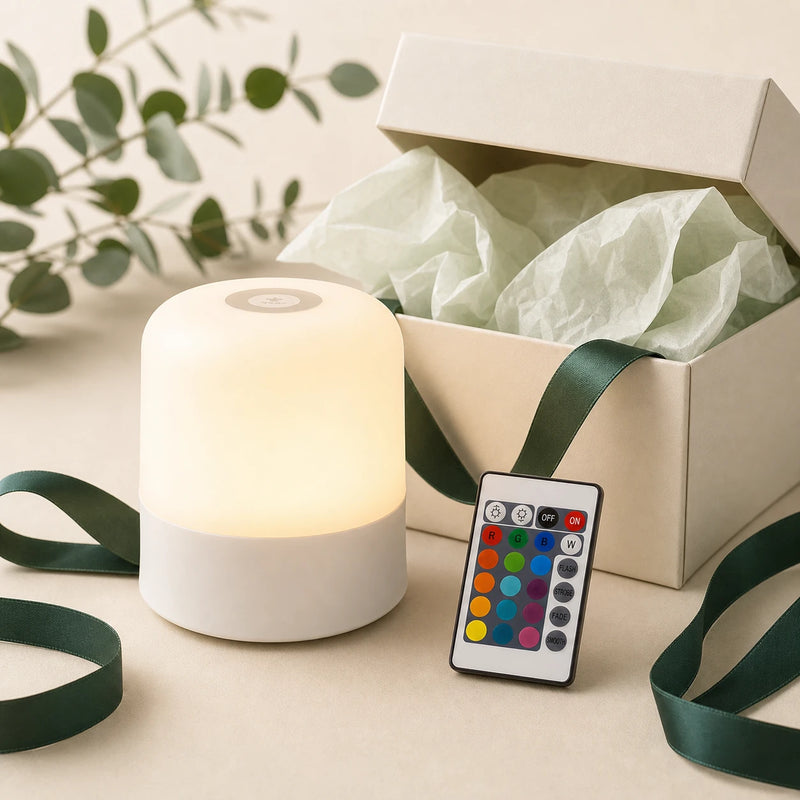 Veilleuse RGB rechargeable présentée comme idée cadeau déco pour chambre et salon Tendre Veilleuse